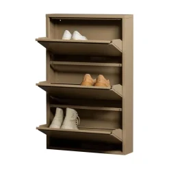 Sabine 3-Vaks Schoenenkast Metaal Zand 66cm