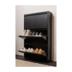 Sabine 3-Vaks Schoenenkast Metaal Zwart 66cm