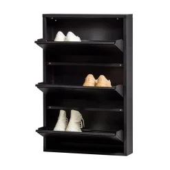 Sabine 3-Vaks Schoenenkast Metaal Zwart 66cm