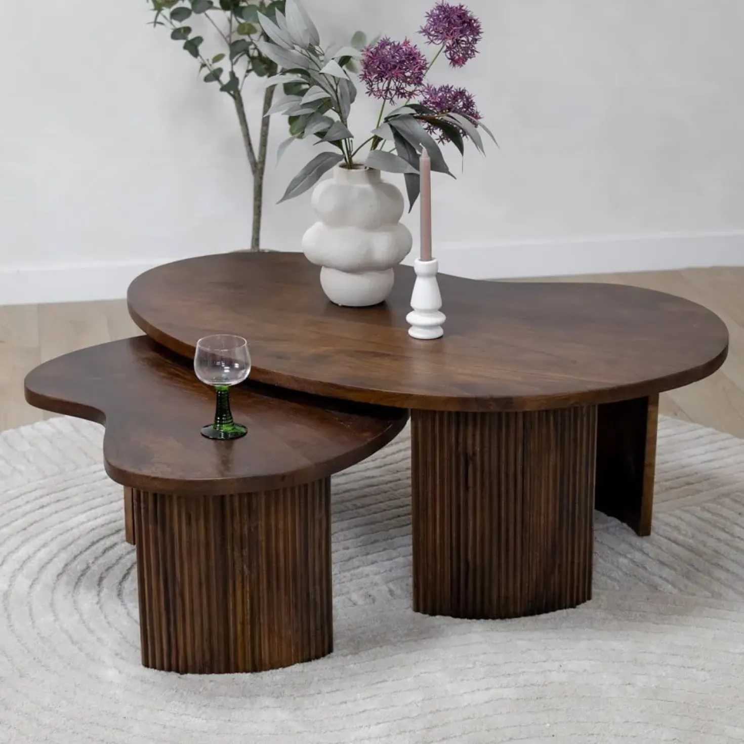 Salontafel Asger set van 2 walnoot 110/70cm