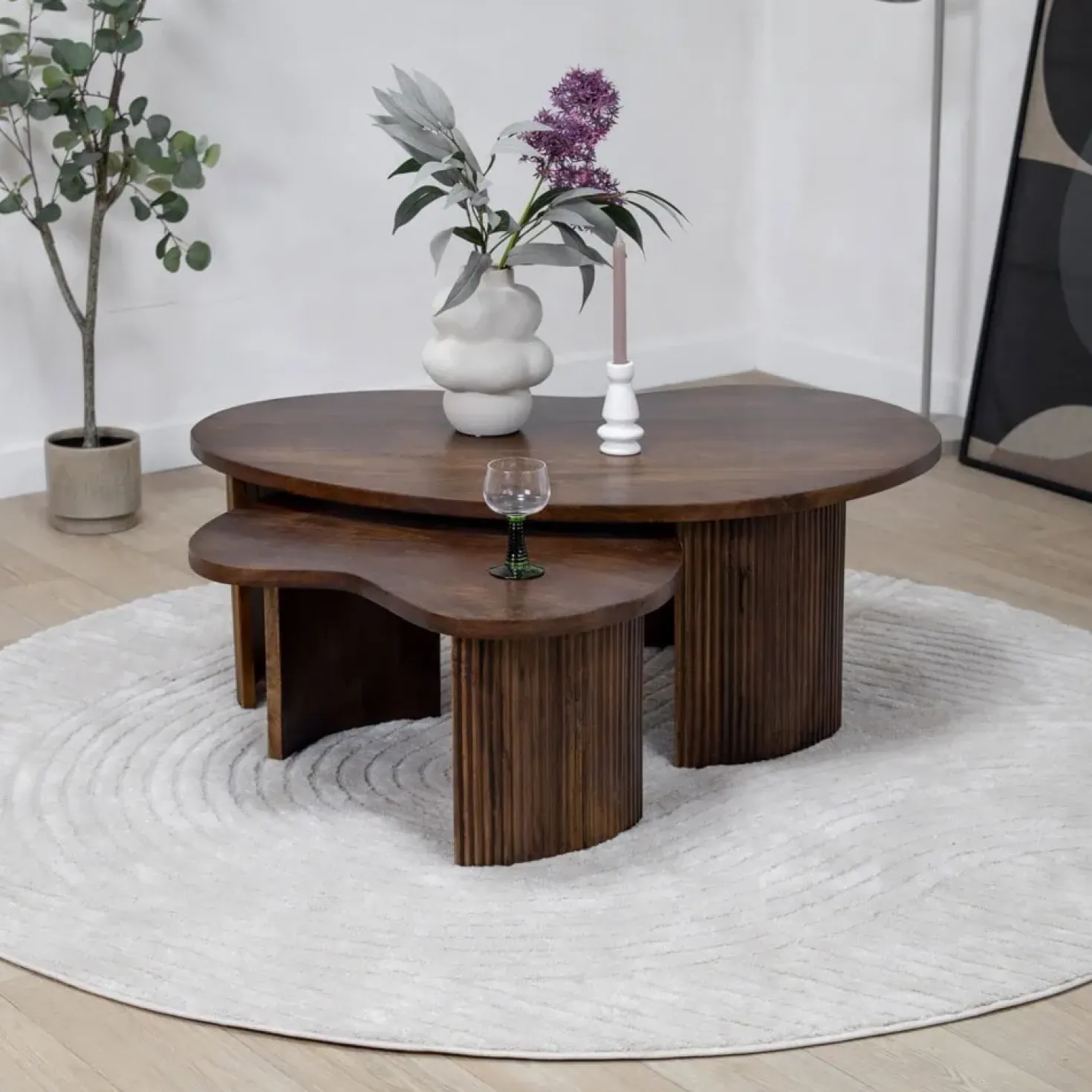 Salontafel Asger set van 2 walnoot 110/70cm