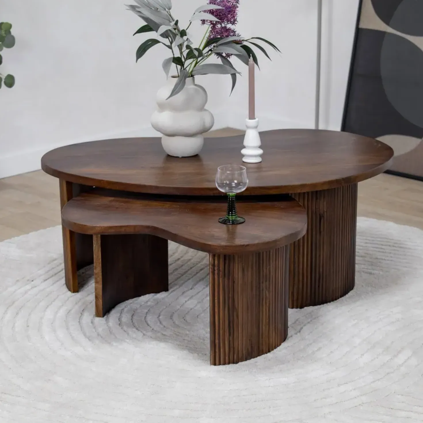 Salontafel Asger set van 2 walnoot 110/70cm