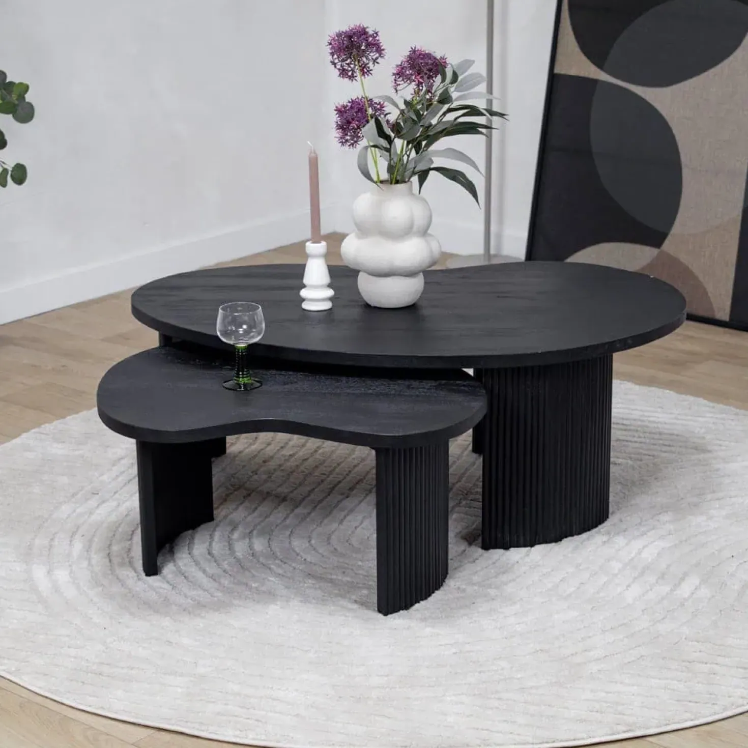 Salontafel Asger set van 2 zwart 110/70cm