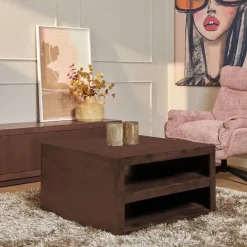 Salontafel Dortmund mangohout bruin 80cm.
