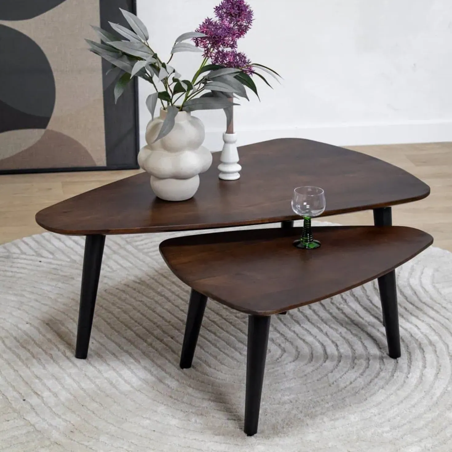 Salontafel Isla set van 2 walnoot 110/71cm