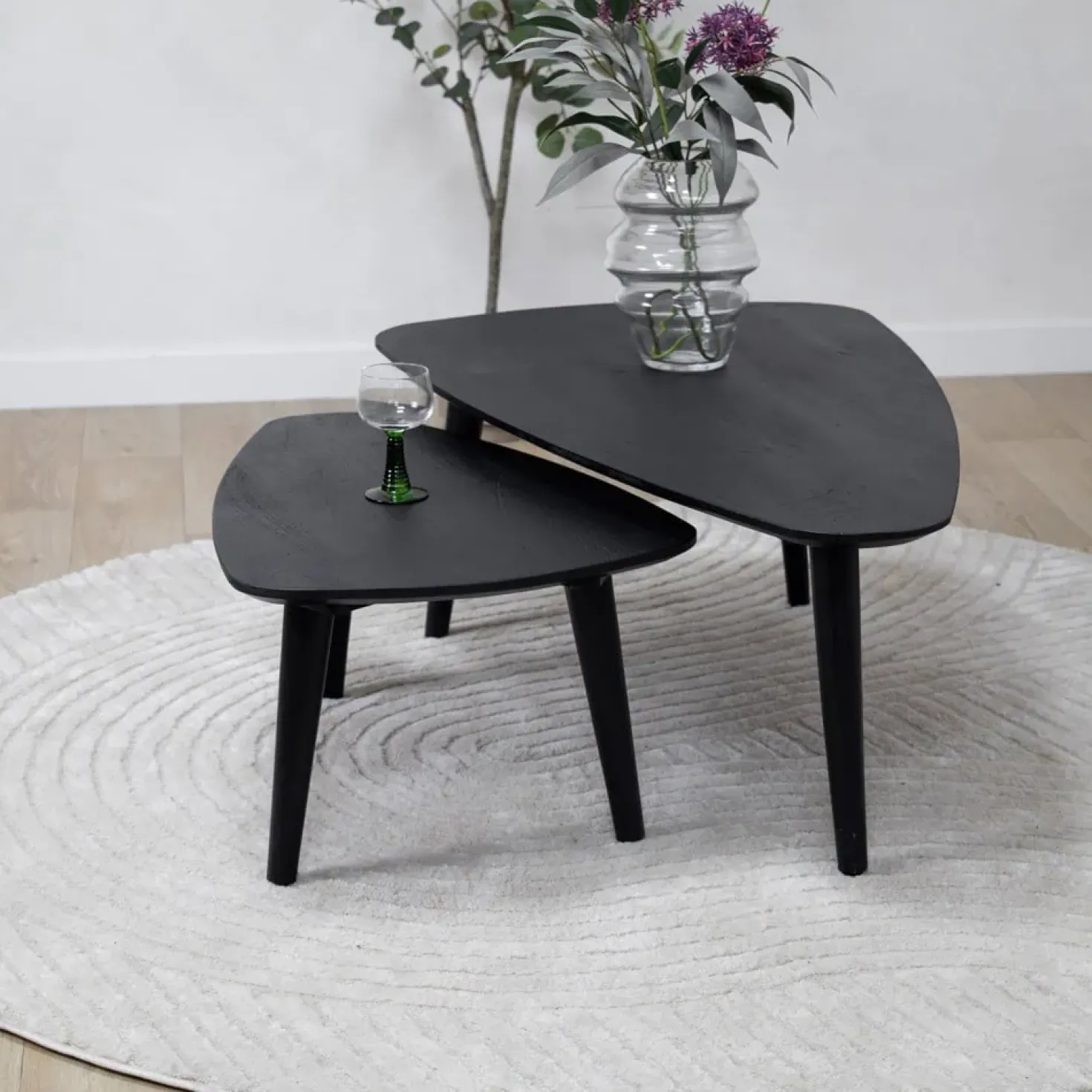 Salontafel Isla set van 2 zwart 110/71cm