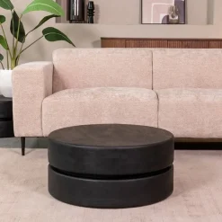 Salontafel Milly Zwart Mangohout 70cm Rond