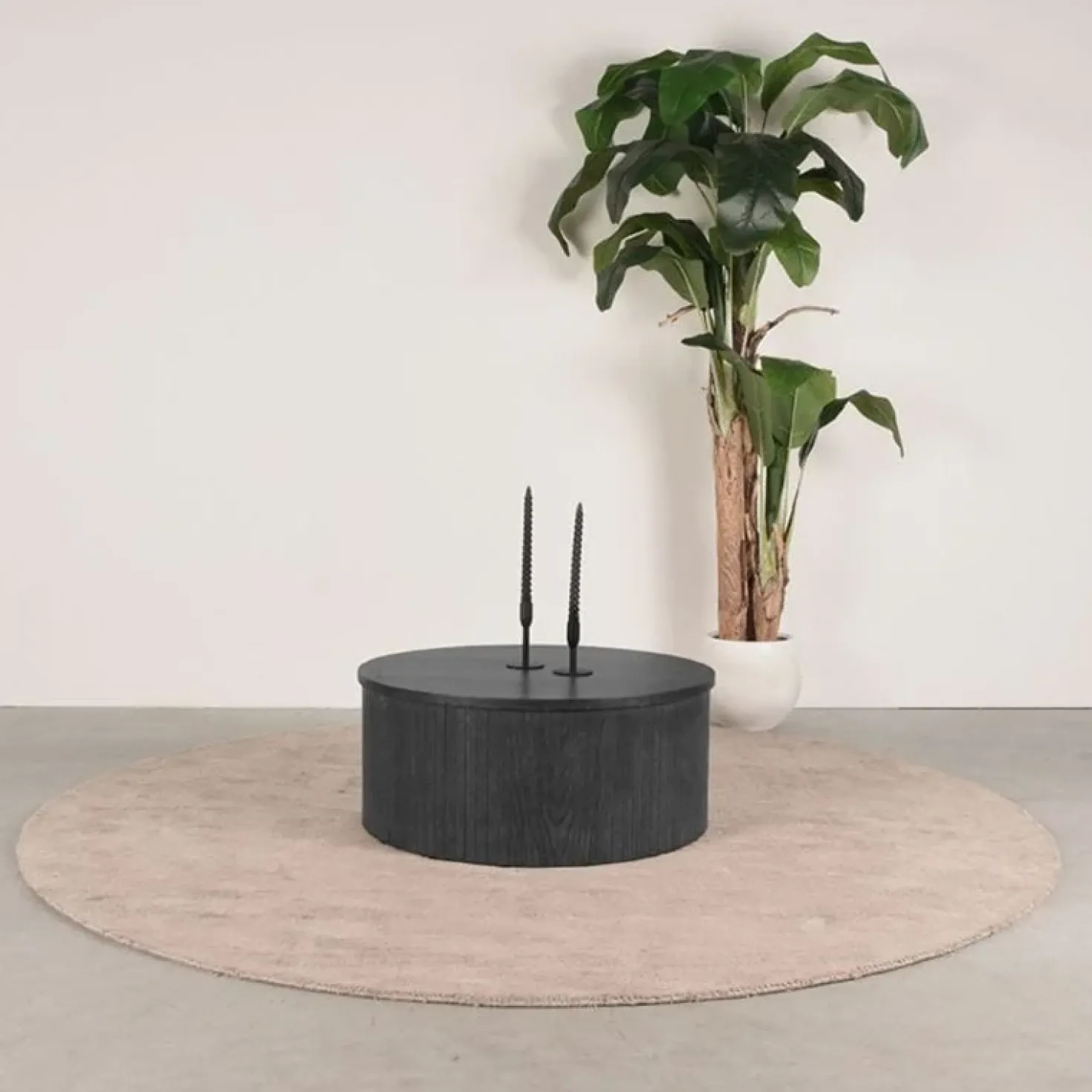 Salontafel Oliva laag Zwart Eikenhout rond 70cm