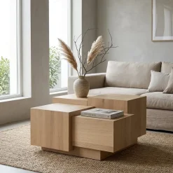 Salontafel Quinten vierkant naturel 80cm
