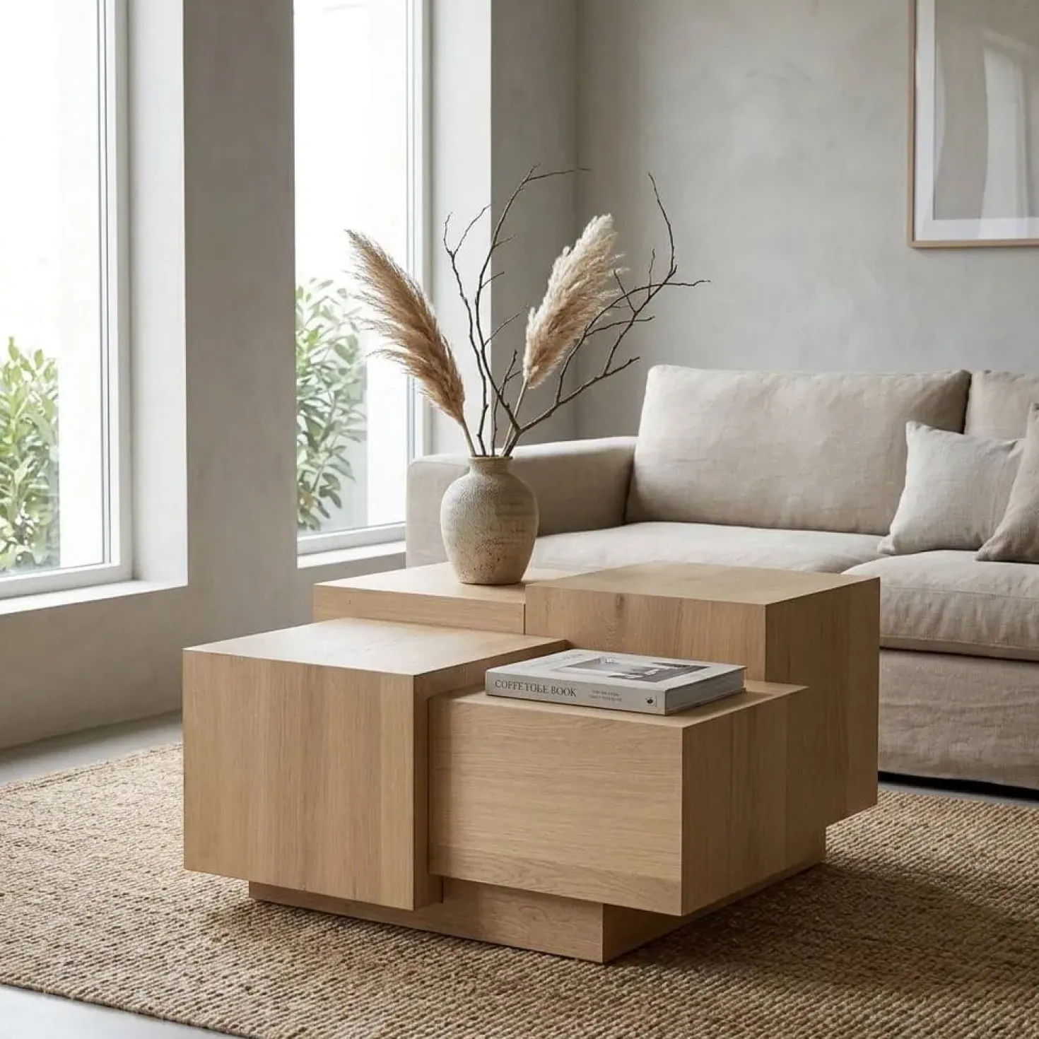 Salontafel Quinten vierkant naturel 80cm