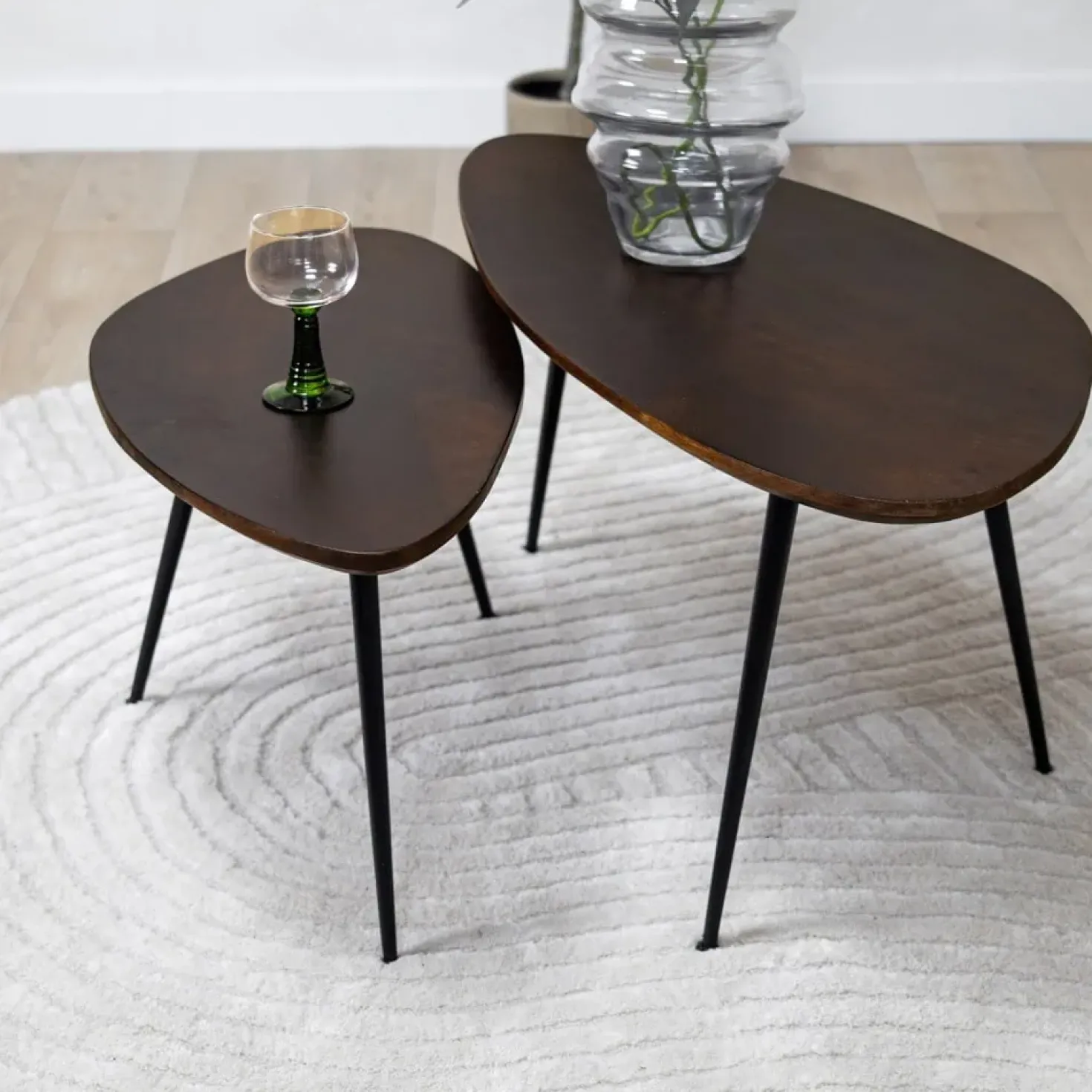 Salontafel Rosa set van 2 walnoot 90/70cm