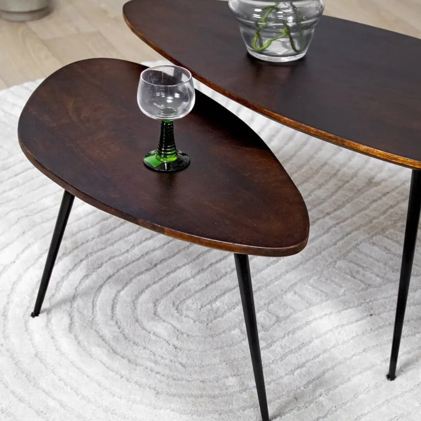Salontafel Rosa set van 2 walnoot 90/70cm