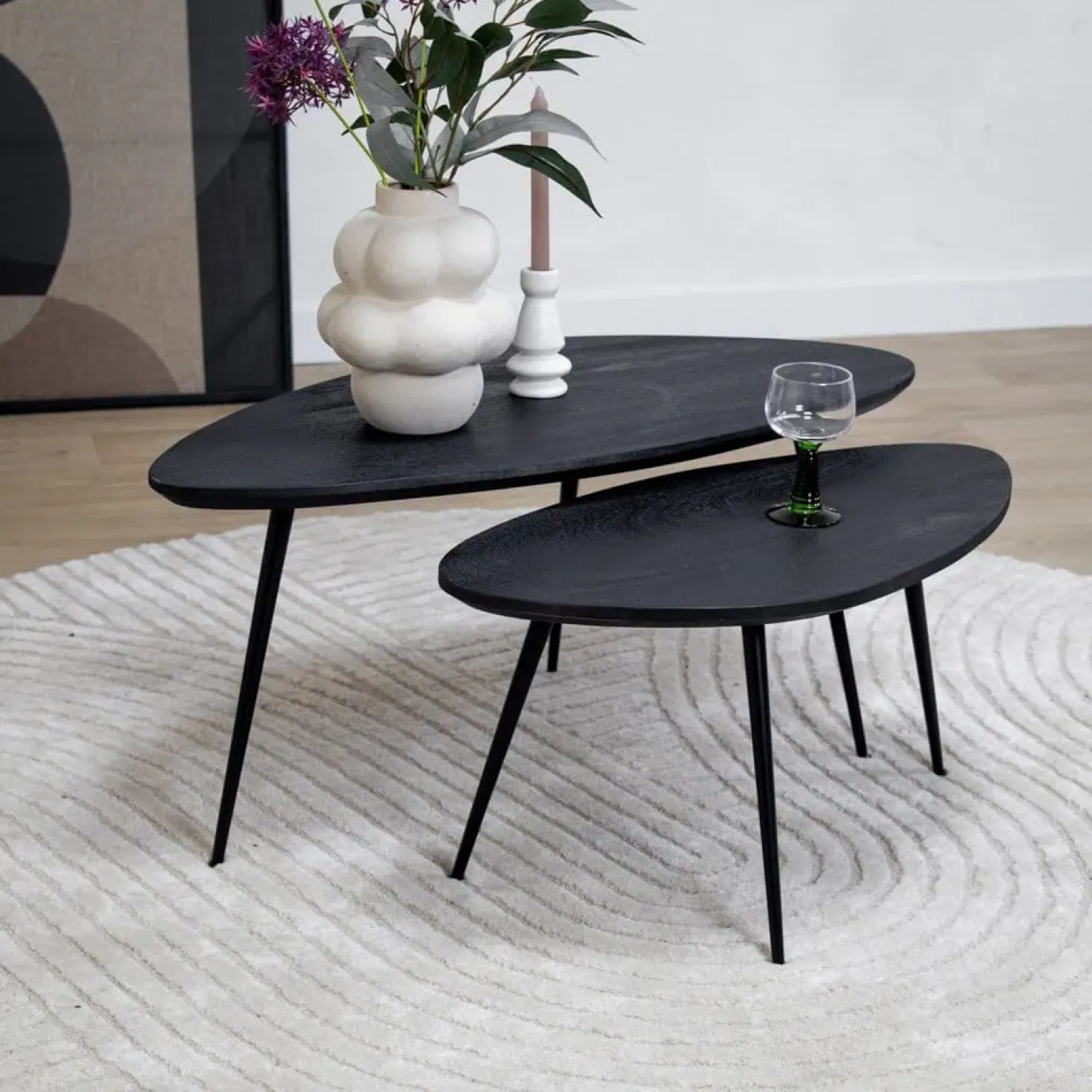 Salontafel Rosa set van 2 zwart 90/70cm