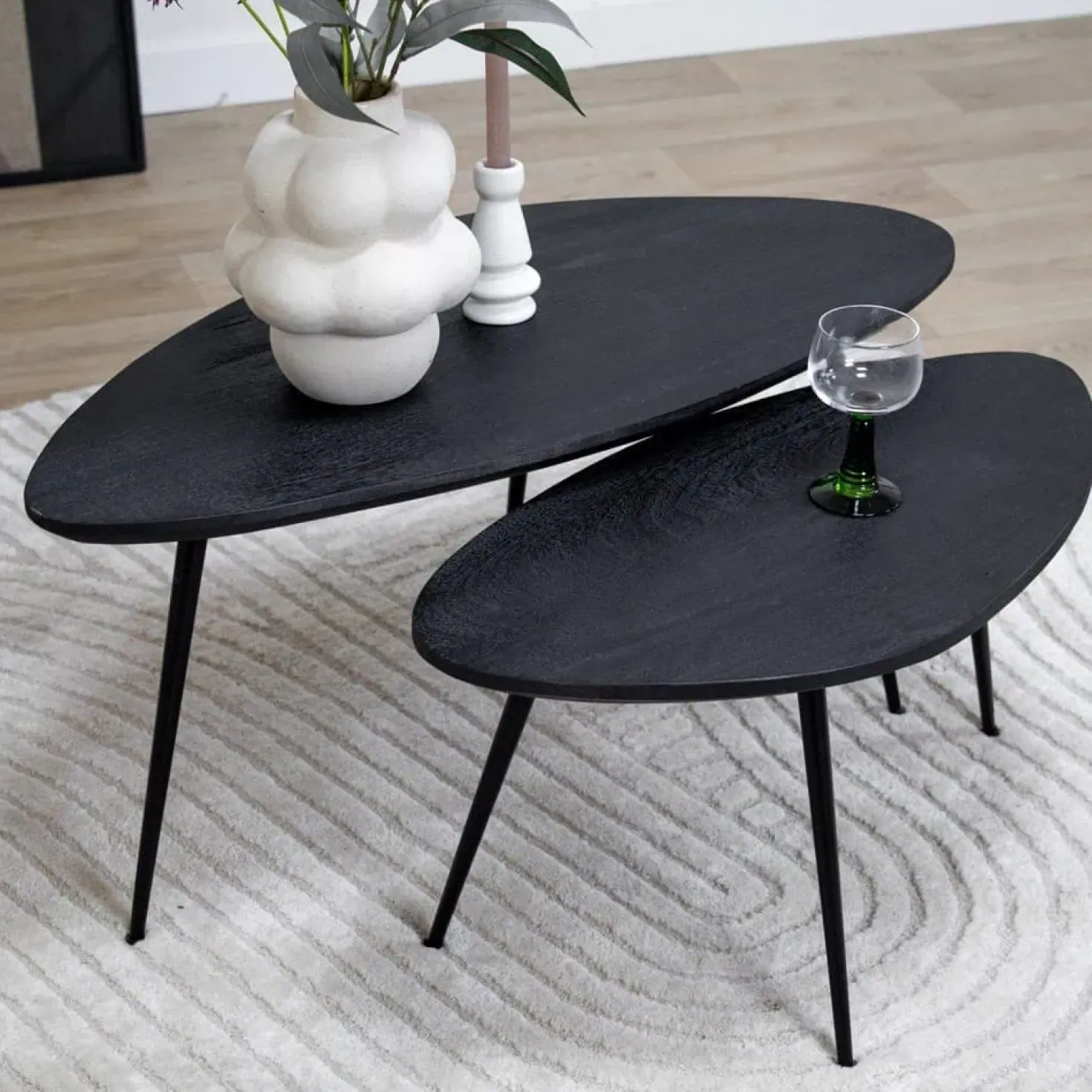Salontafel Rosa set van 2 zwart 90/70cm
