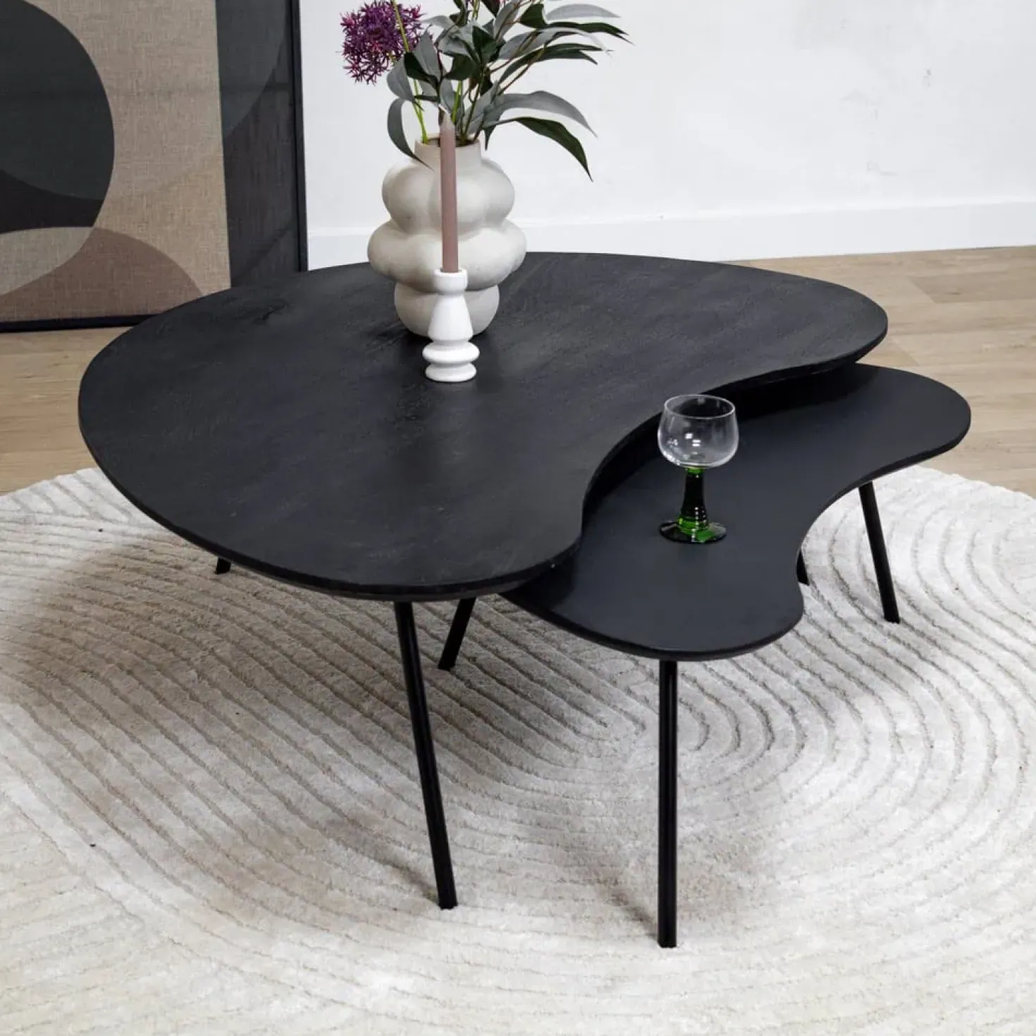 Salontafel Signe set van 2 zwart 120/92cm