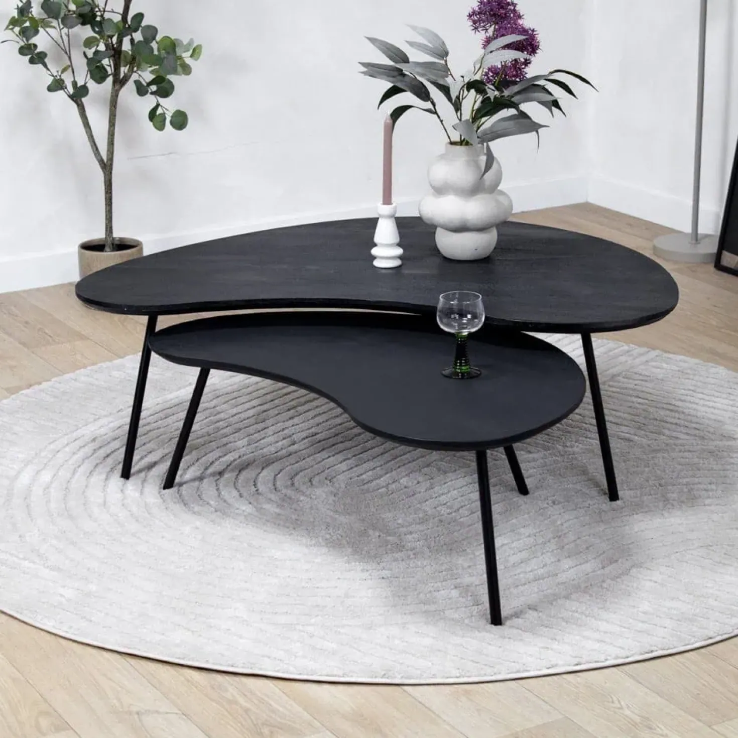 Salontafel Signe set van 2 zwart 120/92cm