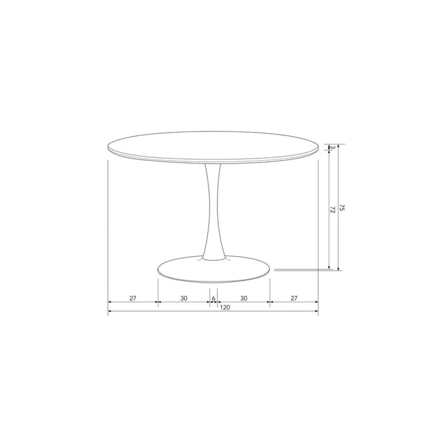 Sammy Eettafel Rond MDF Zwart 120cm