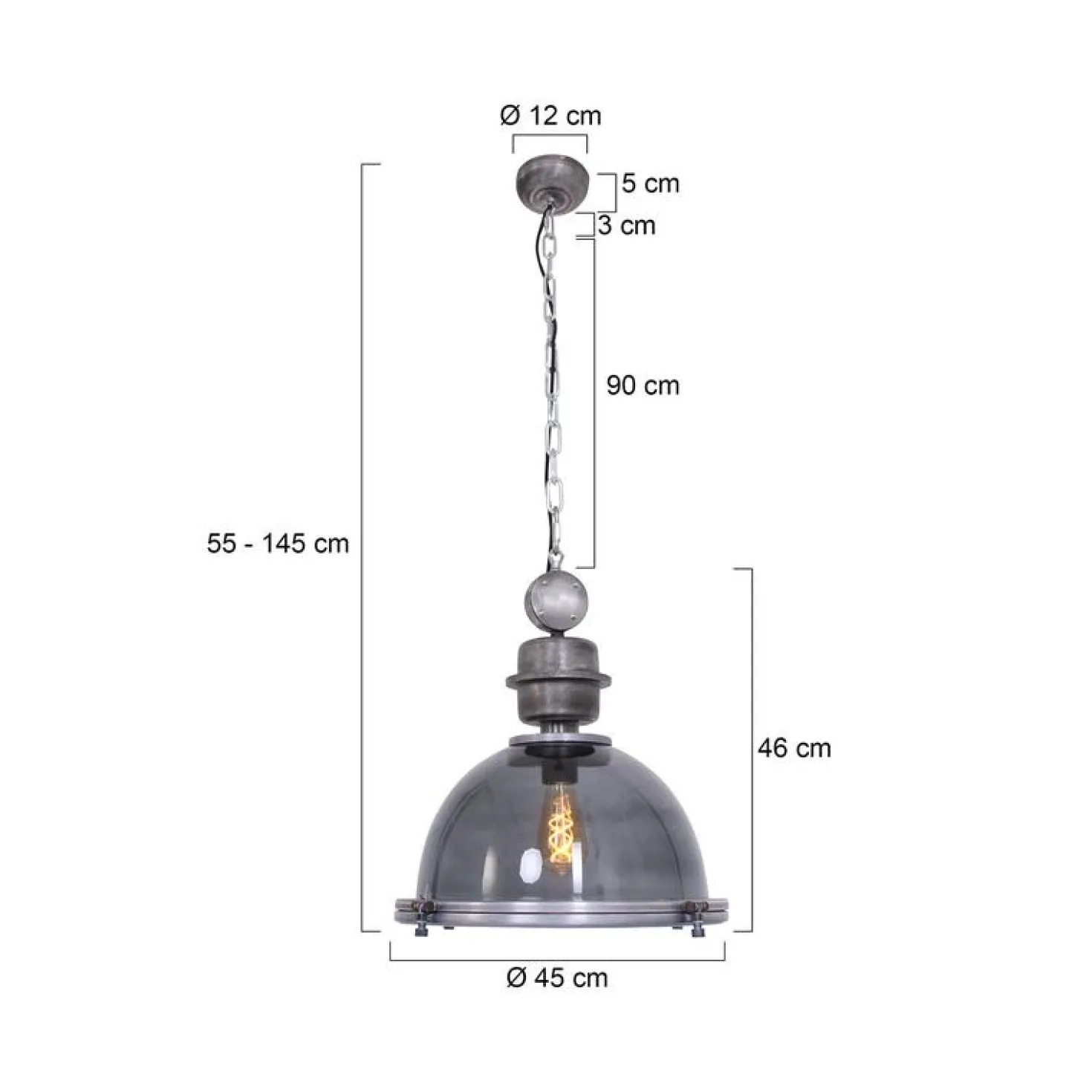 Sammy 1-lichts Hanglamp Grijs 45cm