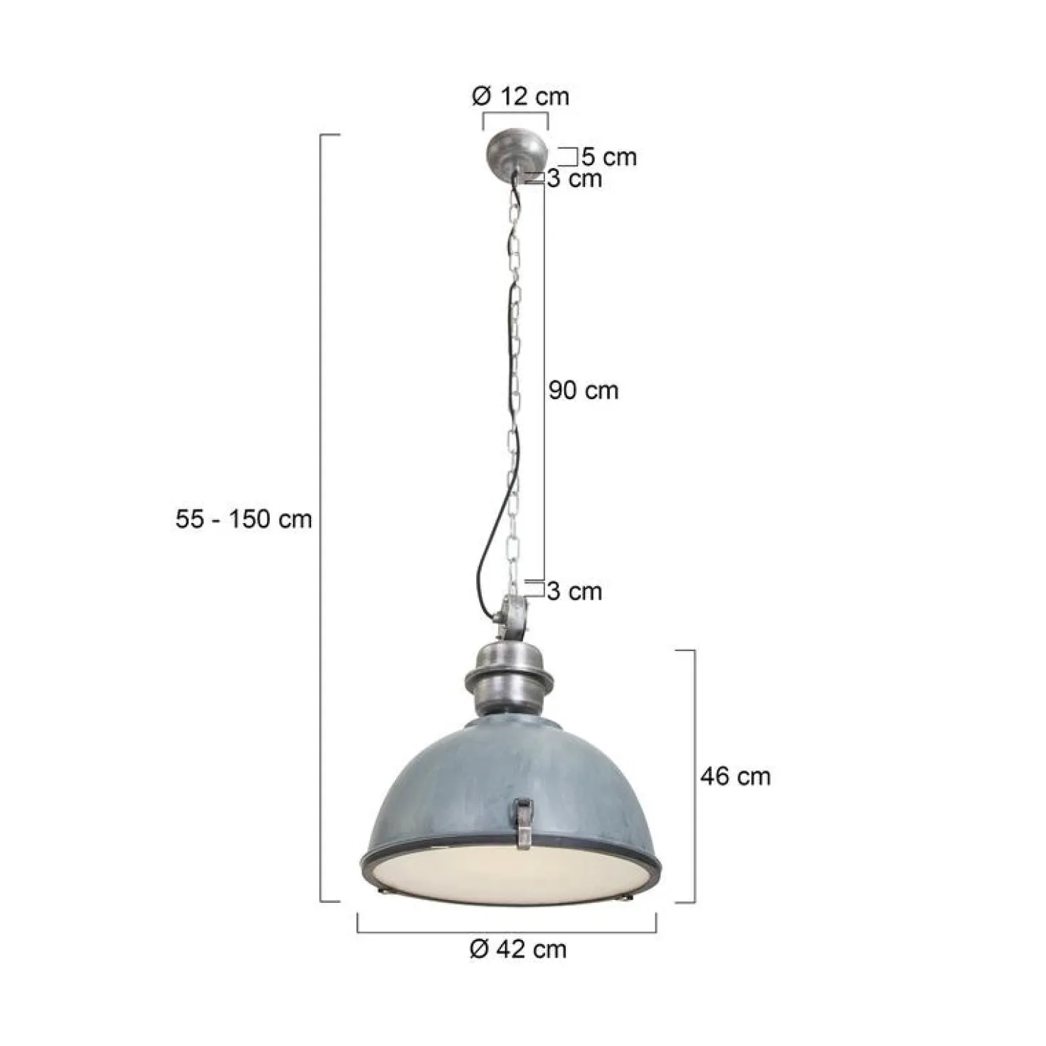 Sammy 1-lichts Hanglamp Grijs 42cm