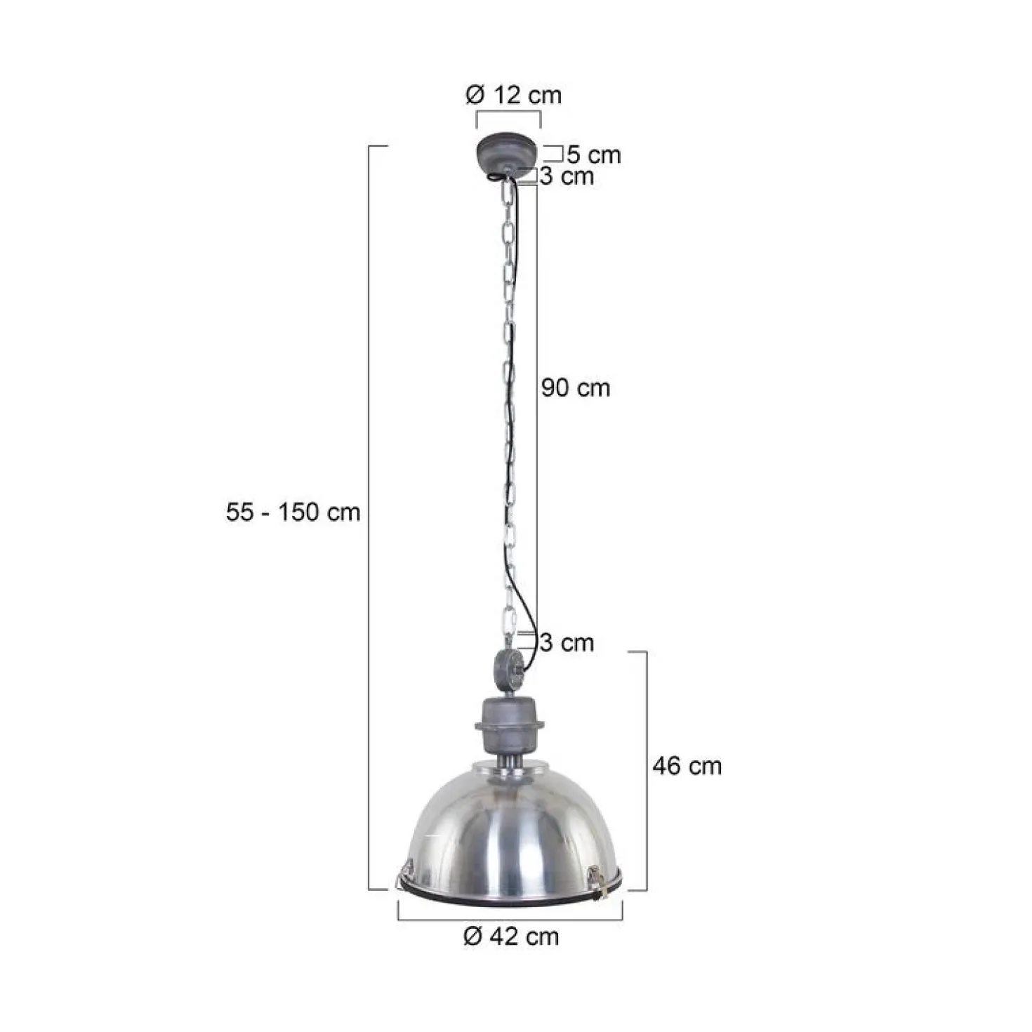 Sammy 1-lichts Hanglamp Staal 42cm