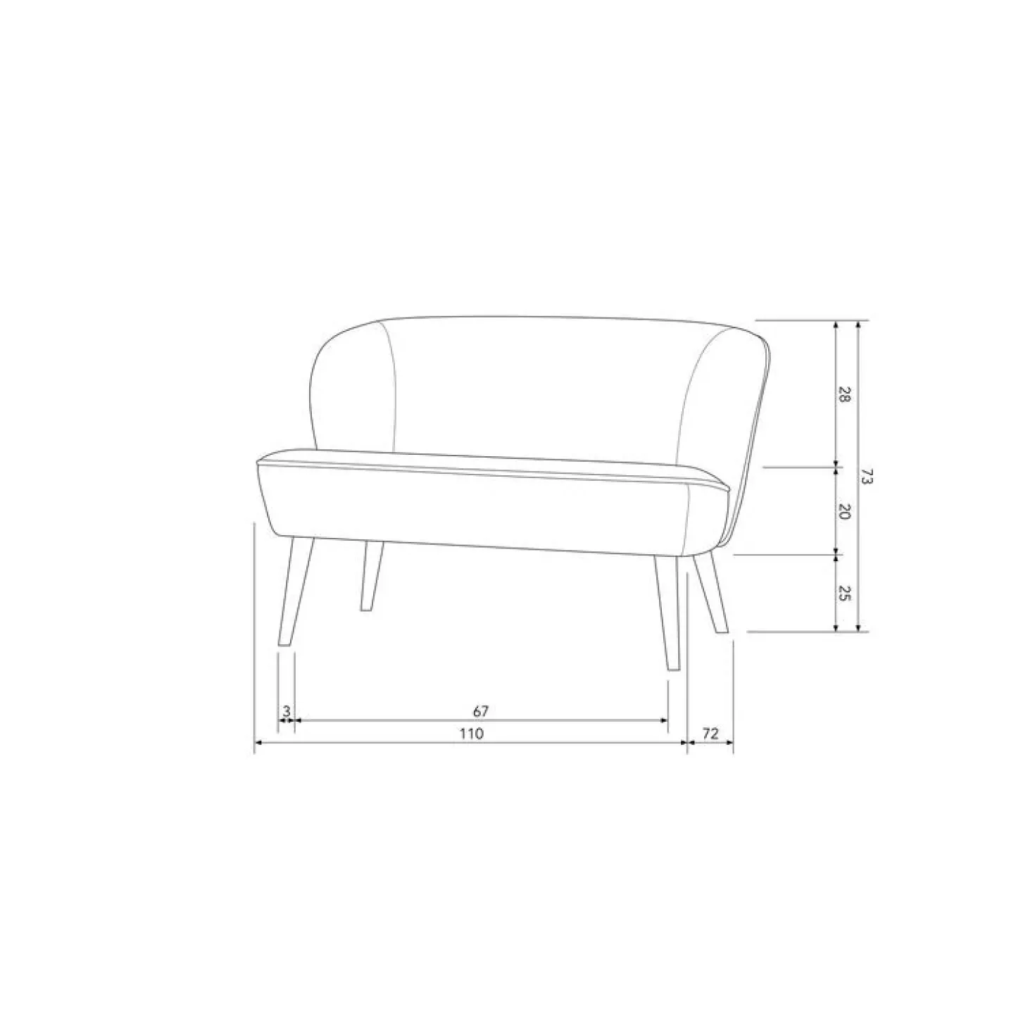 Sara Bankje Velvet Oker 110cm