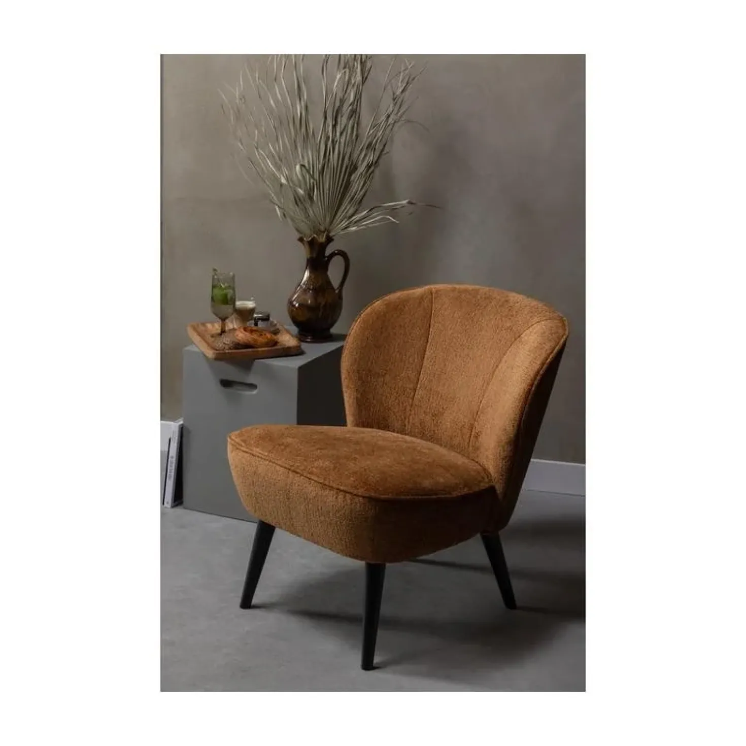 Sara Fauteuil Structure Velvet Cognac