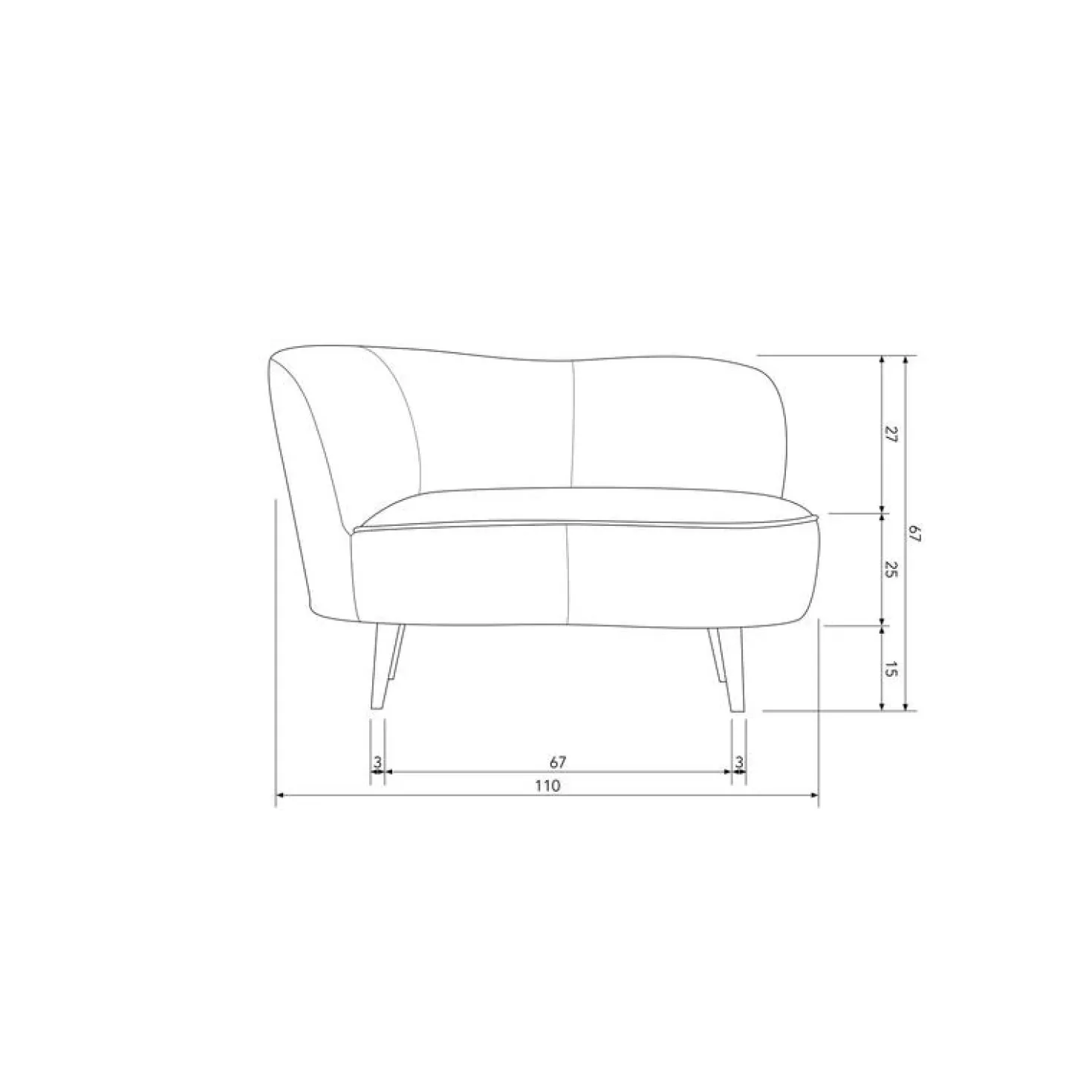 Sara Lounge Fauteuil Links Velvet Warm Groen 112cm