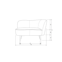 Sara Lounge Fauteuil Rechts Velvet Warm Groen 112cm