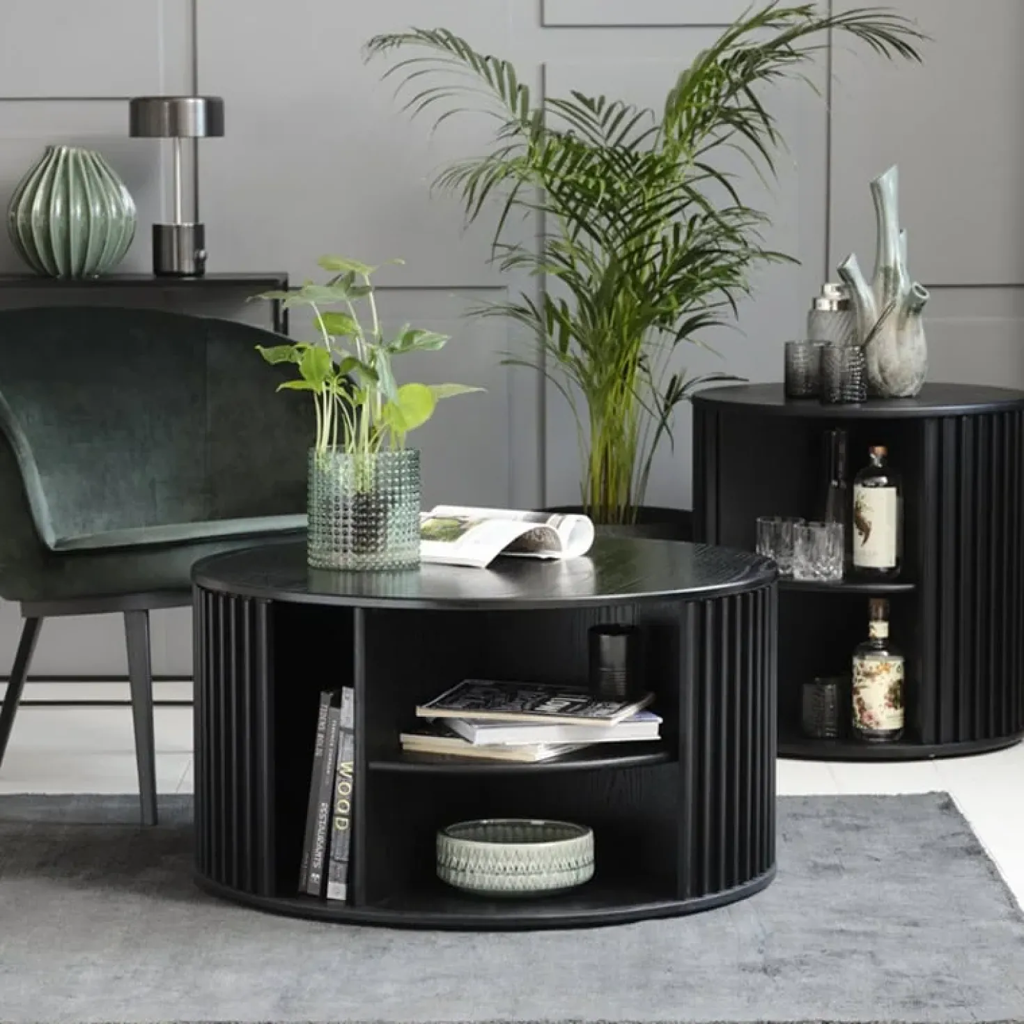 Sarita salontafel zwart eikenhoutfineer 85cm