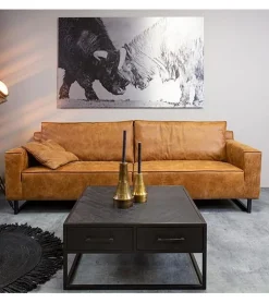 Scandi salontafel industrieel mangohout visgraat zwart 4 lades