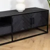 Scandi tv meubel industrieel mangohout visgraat zwart 180cm