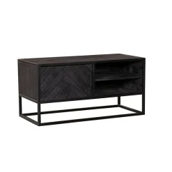 Scandi tv meubel industrieel mangohout visgraat zwart 165cm