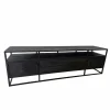 Scandi tv meubel visgraat zwart 200cm 2 deuren 4 lades
