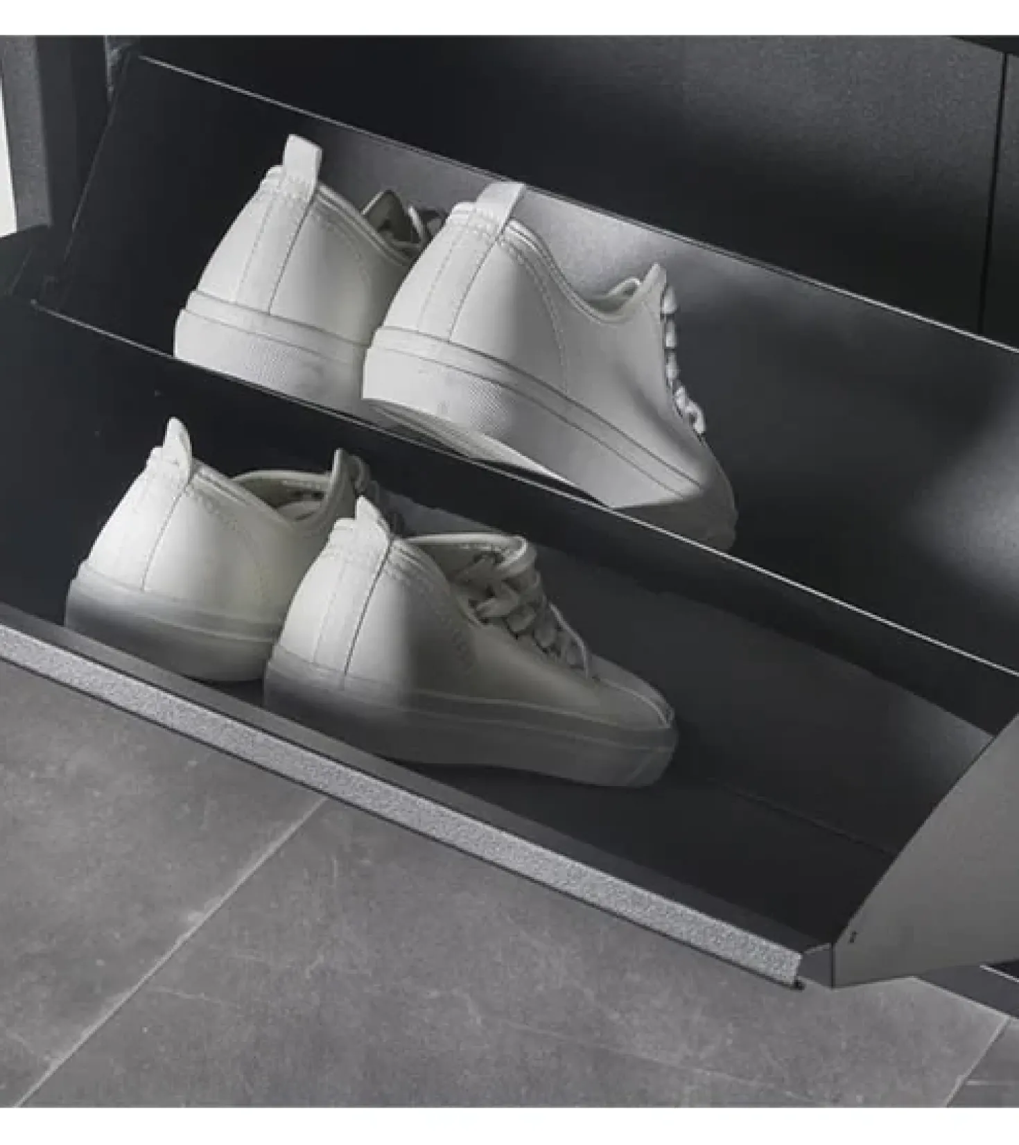Schoenenkast industrieel Pippen (4 lades) – zwart metaal