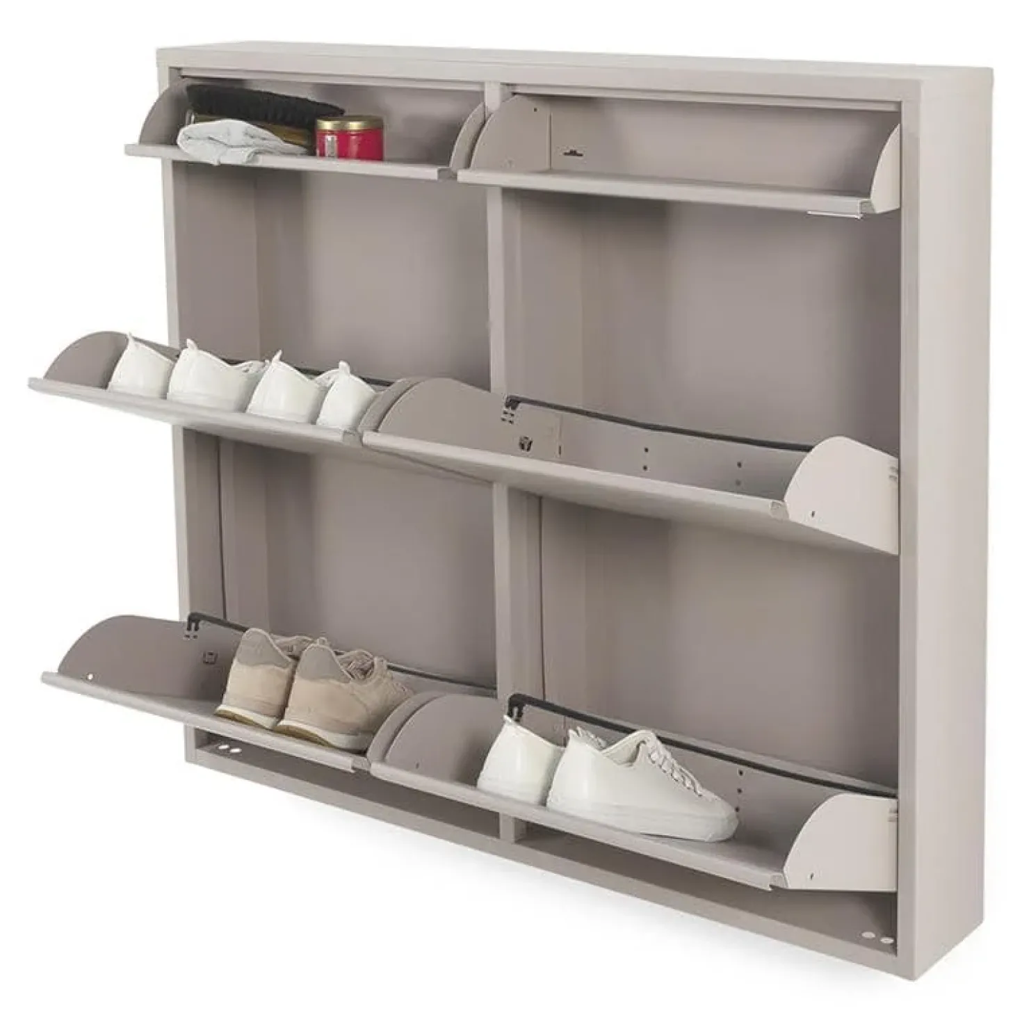 Schoenenkast industrieel Pippen (6 lades) - Taupe metaal