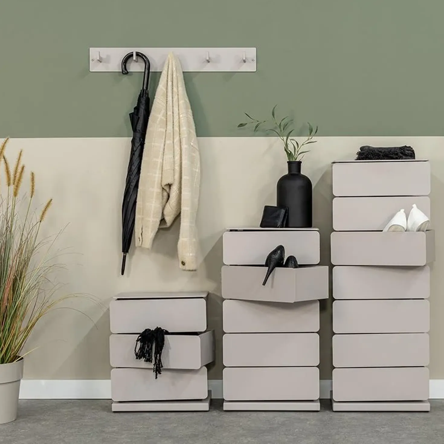 Schoenenkast industrieel Rodman (7 lades) - Taupe metaal