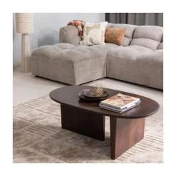 Seam Salontafel ovaal Mangohout Donkerbruin 110cm