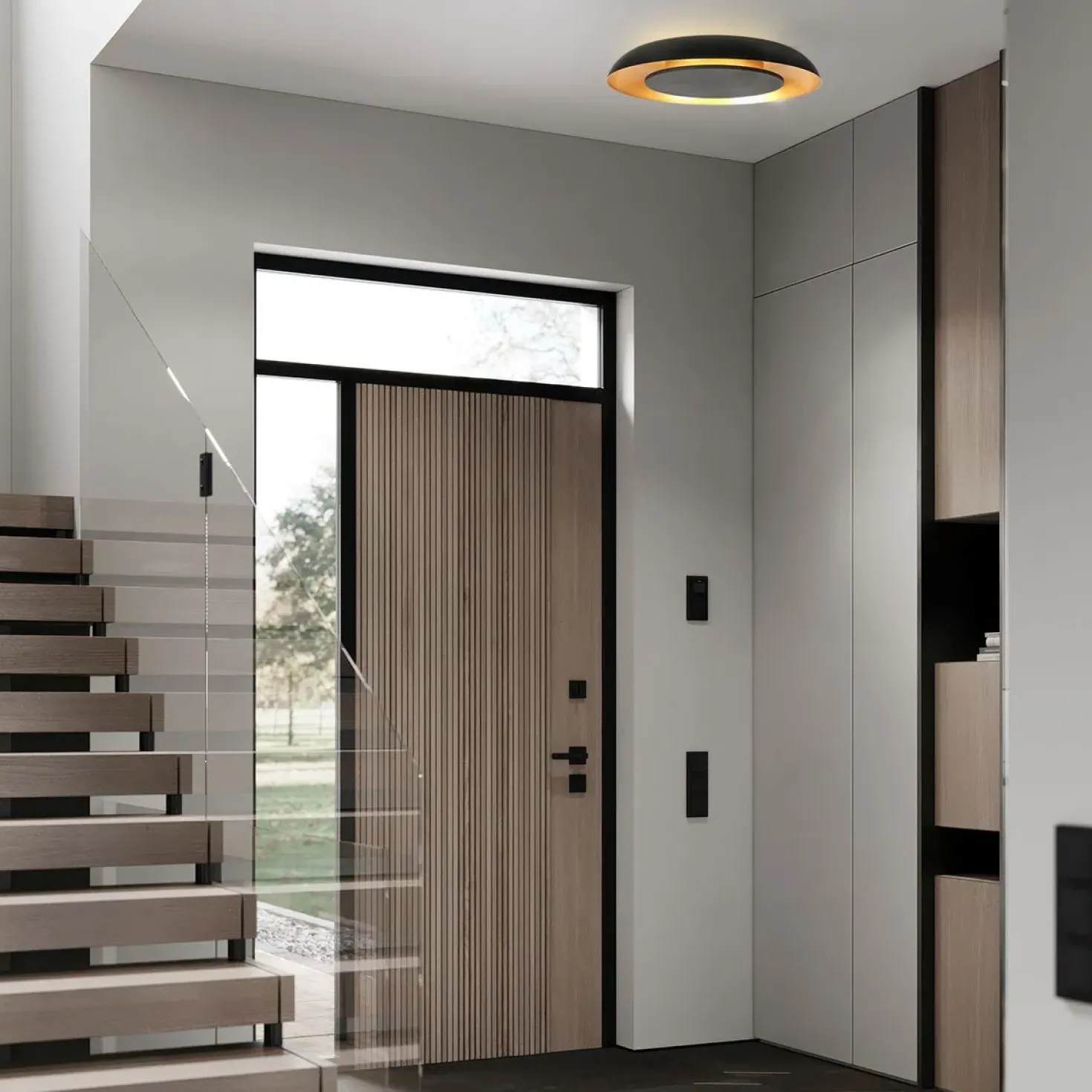 Sean 2-lichts Plafondlamp Zwart|Goud Metaal