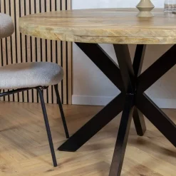 Senna eettafel industrieel rond mangohout 130cm