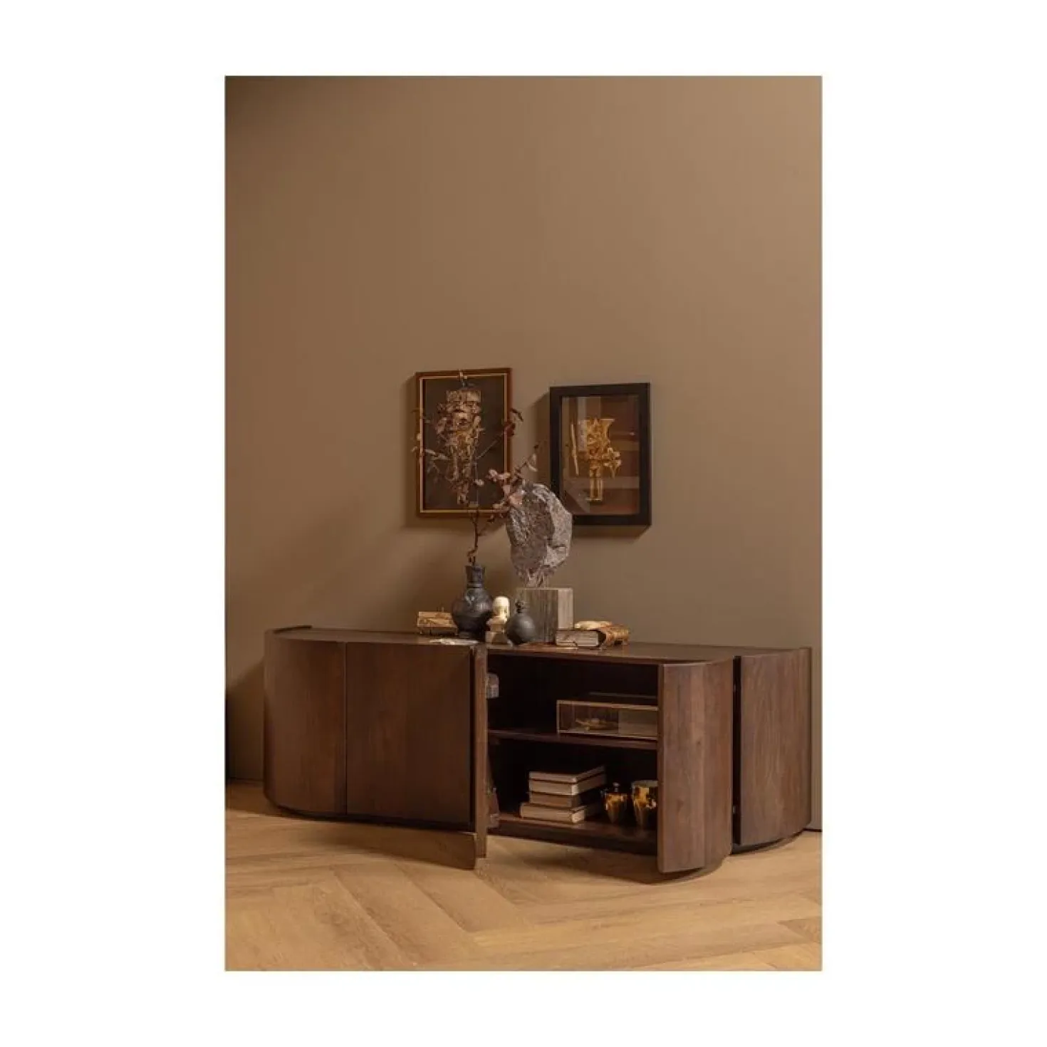 Sense Dressoir 4-Deurs Mangohout Walnoot 160cm