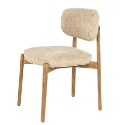 Serene Rune Eetkamerstoel Bruin hout - Taupe stof
