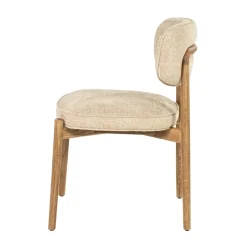 Serene Rune Eetkamerstoel Bruin hout - Taupe stof