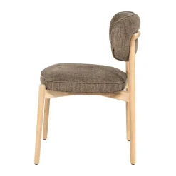 Serene Rune Eetkamerstoel Naturel hout - Bruine stof