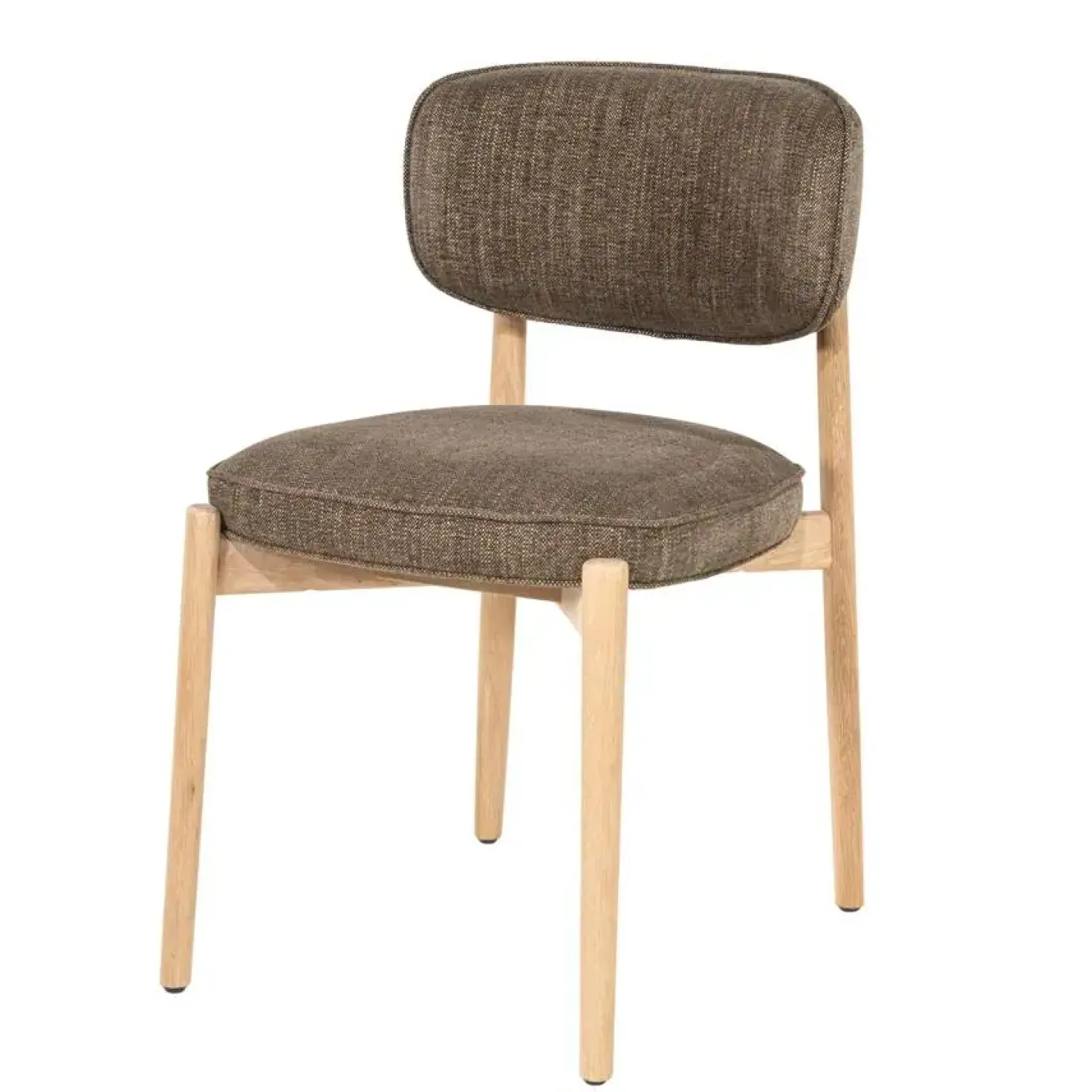 Serene Rune Eetkamerstoel Naturel hout - Bruine stof
