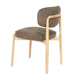 Serene Rune Eetkamerstoel Naturel hout - Bruine stof