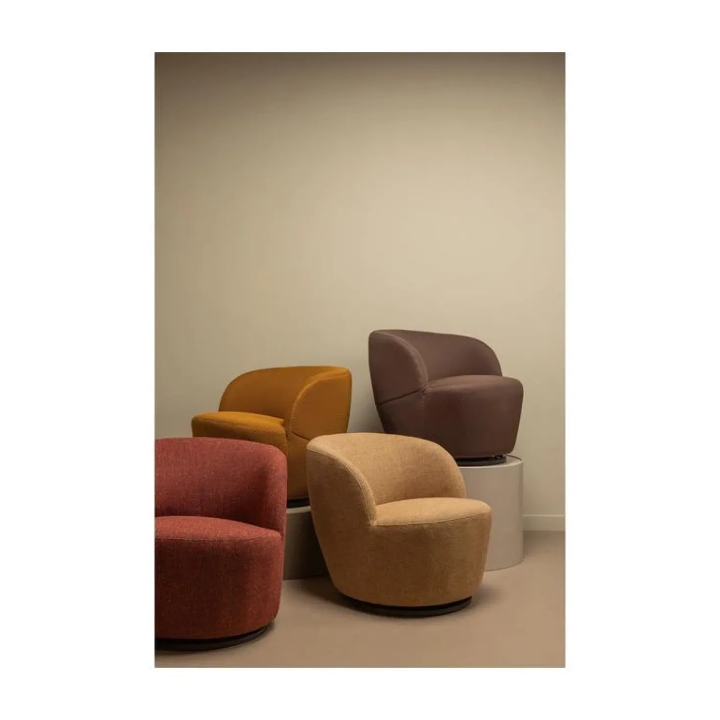 Serra Draaifauteuil Geweven Stof Curry Melange
