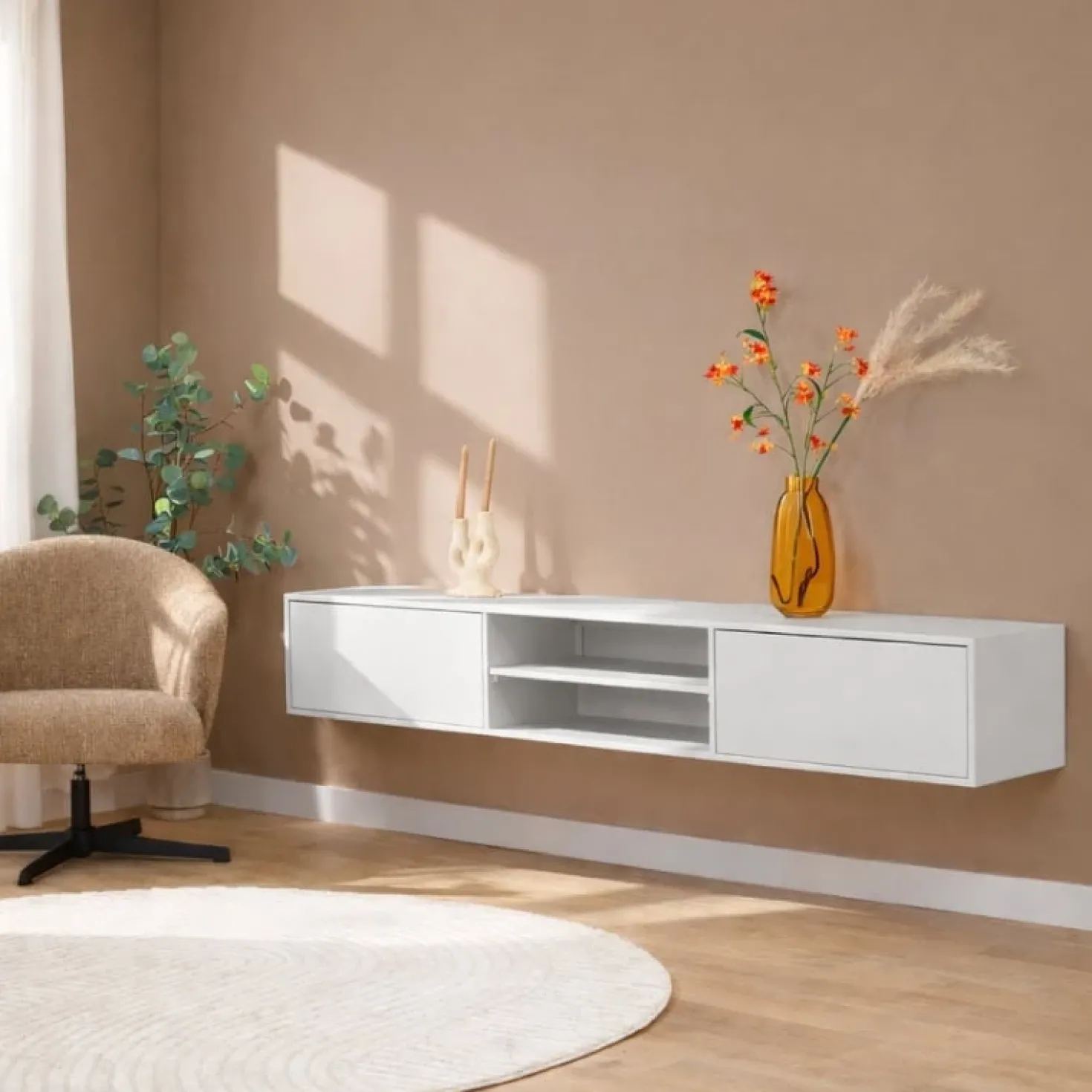 Sigge Zwevend Tv meubel zand 200cm