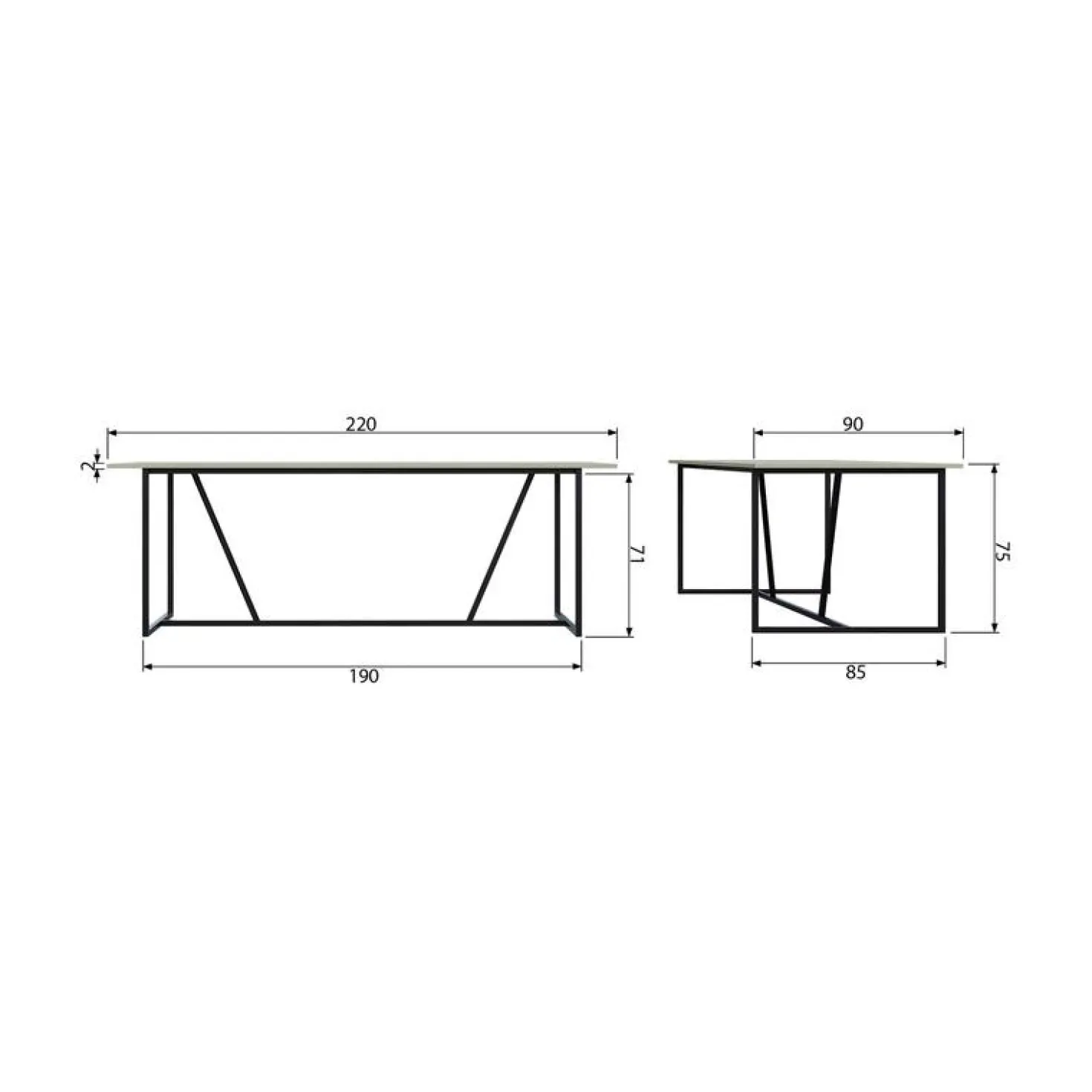 Silas Eettafel Essen Dust 220cm