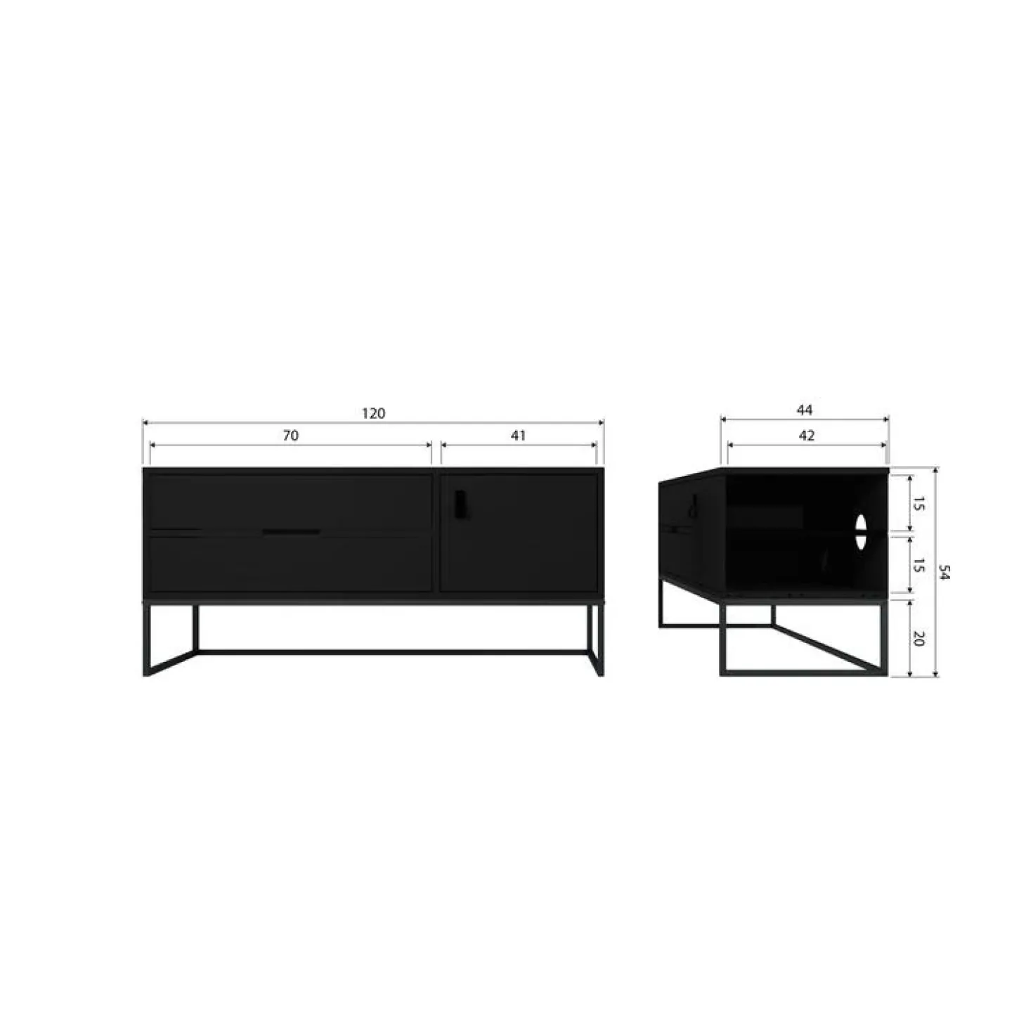 Silas TV Meubel 120 cm Essen Blacknight 120cm