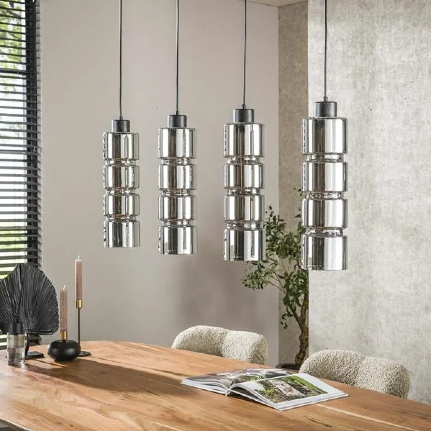 Silvio 4-lichts Hanglamp Glas